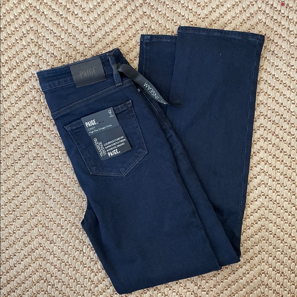 PAIGE - Cindy - Highrise Straight Denim Jeans - Navy - 28